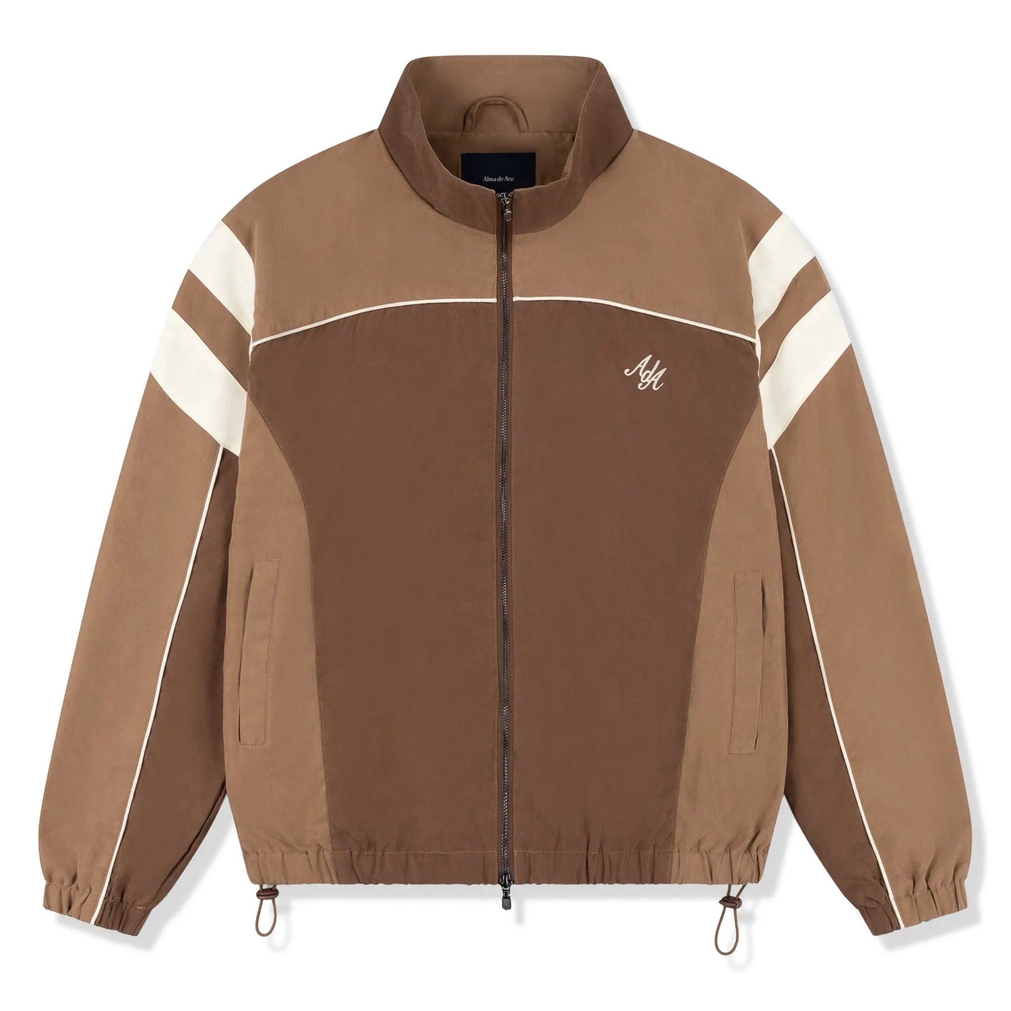 Front View of Alma De Ace Vestra Track Beige Jacket
